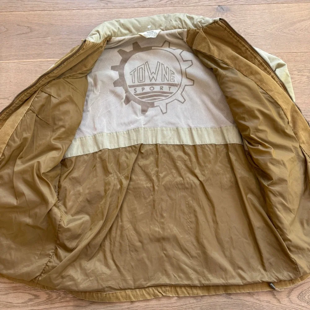 Towne by London Fog Brown Tan Utility Field Jacket Women Large Full Zip Cargo